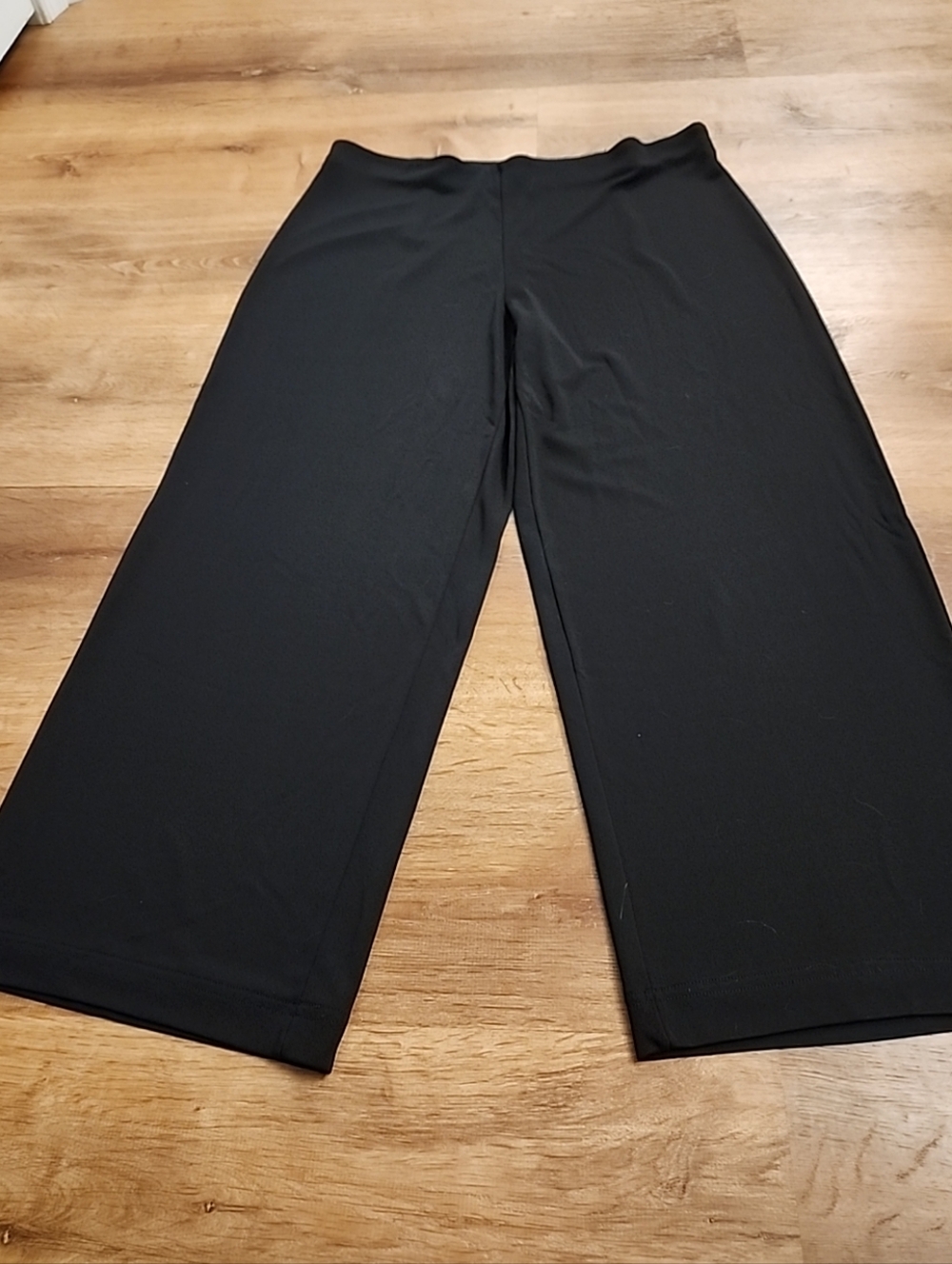 Coldwater Creek Pants Wide Leg Palazzo Elastic Waist Flowy Black Travel Spandex